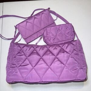 Vera Bradley Ultralight Slouchy Shoulder Bag With Crossbody Wallet & Makeup Bag